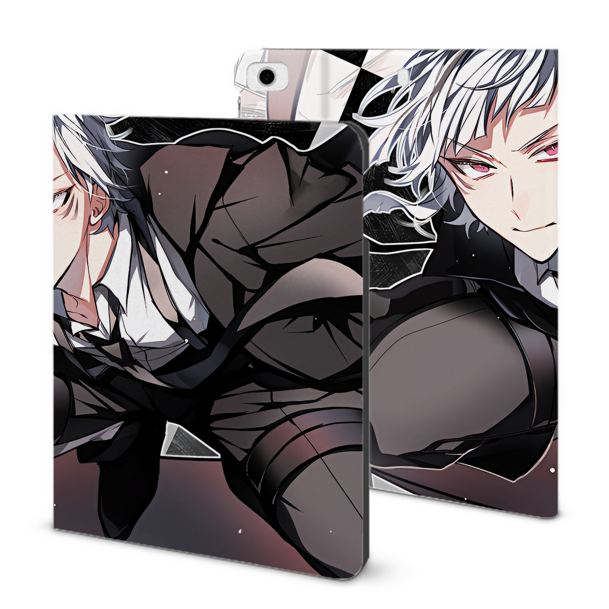 （画像用） 文豪ストレイドッグス Bungo Stray Dogs IPad ケース ブック型 PUレザー TPU 耐衝撃 軽量 薄型 ペン収納なし 全面保護 IPad 各モデル対応